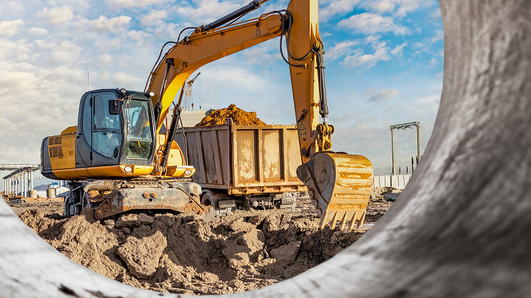 Excavator on Construction Site